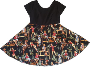 Cowboy Black Top Audrey Dress - Planet Retro Original (Large) planet retro nz