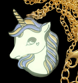 Enamelled Unicorn Necklace Planet Retro Vintage Jewellery NZ