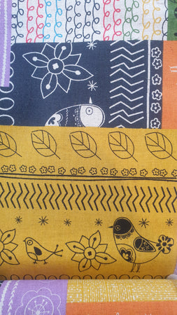Fabric - Minakoko Birds Patchwork New Vintage Fabric Planet Retro NZ 7