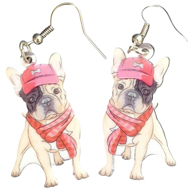 French Bulldog in Red Earrings Planet Retro NZ