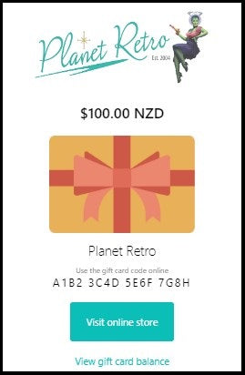 Planet Retro NZ Gift Card New & Vintage Clothing Decor Collectibles 2