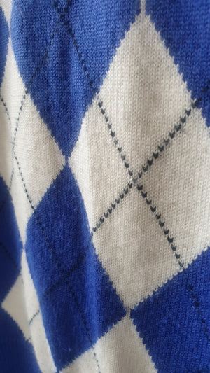 Golf Knickers Argyle Vest Blue/White Planet Retro