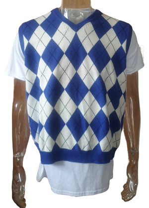 Golf Knickers Argyle Vest Blue/White Planet Retro NZ