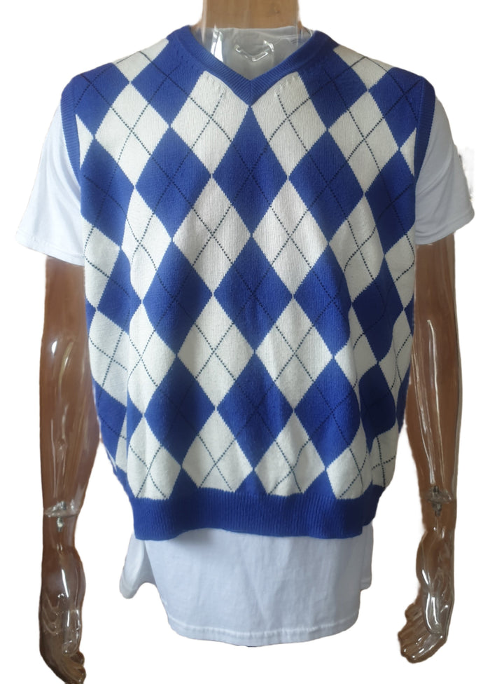 SALE Golf Knickers Argyle Vest Blue/White (Medium)