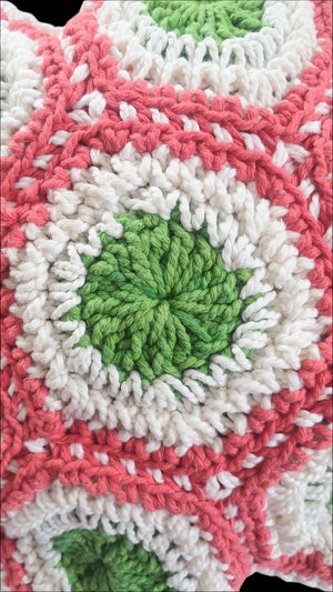 Green & Coral Crochet Purse Bag New Vintage Accessories Planet Retro NZ 3