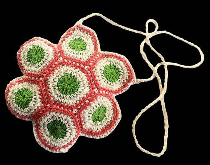 Green & Coral Crochet Purse Bag