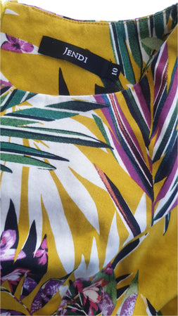 Jendi Mustard Tropical Flowers Dress (Small) New Vintage Clothing Planet Retro NZ 4