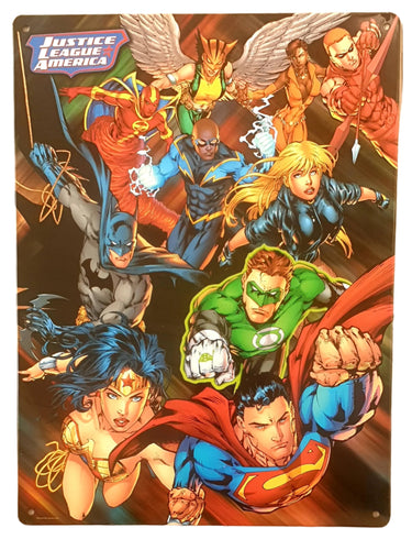 Justice League Comic Heroes A3 Tin Sign New & Vintage Art NZ Planet Retro NZ