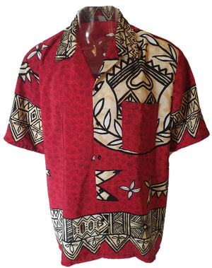 Men's Blood Red Tribal Hawaiian Shirt (4XL) Vintage Menswear NZ Vintage Clothing NZ Planet Retro NZ