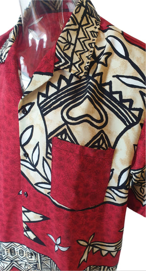 Men's Blood Red Tribal Hawaiian Shirt (4XL) Vintage Menswear NZ Vintage Clothing NZ Planet Retro NZ 3
