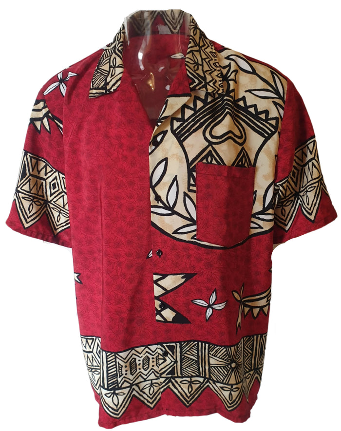 Men's Blood Red Tribal Hawaiian Shirt (4XL)
