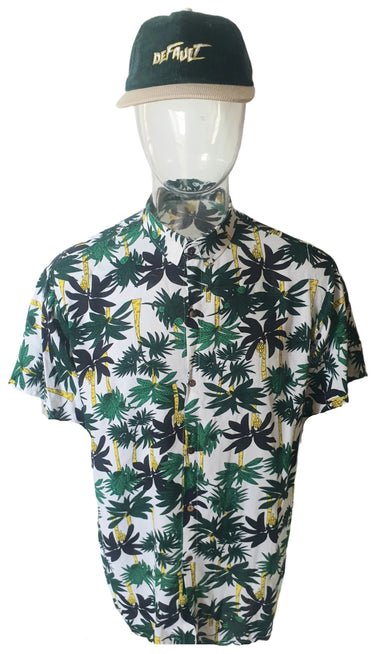 Mens Hawaiian Polynesian Palms Shirt (Large) New Vintage Menswear Clothing Planet Retro NZ