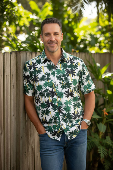 Mens Hawaiian Polynesian Palms Shirt (Large)