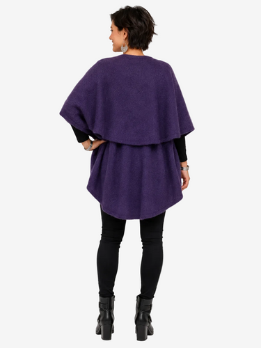 Planet Retro original camel mohair wool blend throw cape with geometric contrast panels