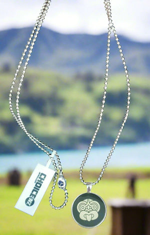 Retro Kiwiana Necklace - Maori Mask (Koruru) Planet Retro NZ