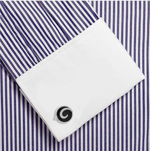 Silver & Black Round Tornado Cufflinks planet retro nz 3