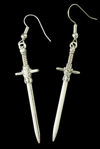 Silver Daggers Hook Earrings Planet Retro Vintage NZ