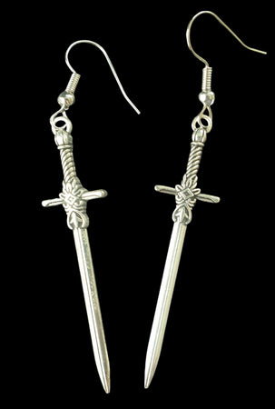 Silver Daggers Hook Earrings Planet Retro Vintage NZ