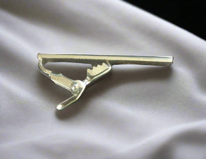 Small Silver Tie Clip / Bar Planet Retro NZ