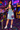 Model wearing Planet Retro Stranger Things Vecna upcycled denim button skirt with pink shirt and purple high-top trainers – AI styled image