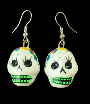 Sugar Skull Folk Art Plaster Earrings Planet Retro NZ New Vintage Jewellery 2