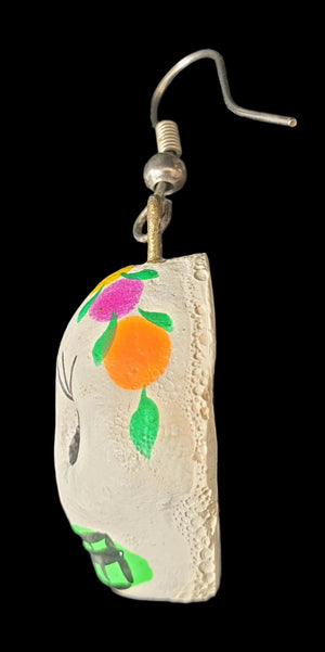 Sugar Skull Folk Art Plaster Earrings Planet Retro NZ New Vintage Jewellery 3