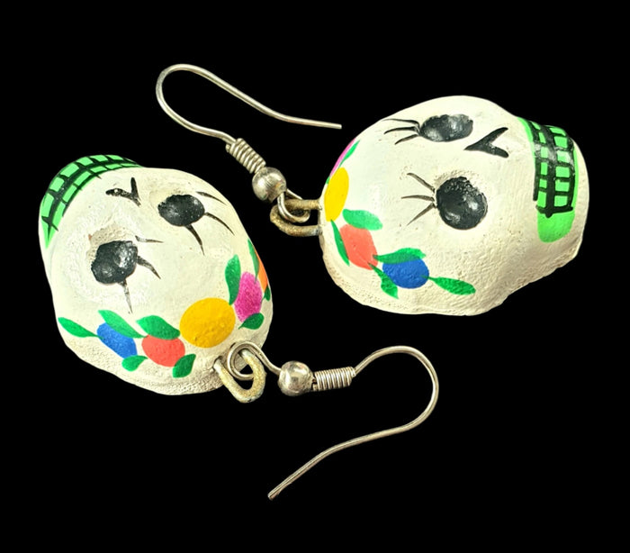 Sugar Skull Folk Art Plaster Earrings