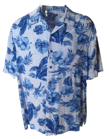 Tropical Blue Hibiscus Shirt (2XL) New Vintage Menswear Clothing Planet Retro NZ