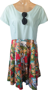 Tropical Girls Mint Top Audrey Dress - Planet Retro Original (Large & XL)