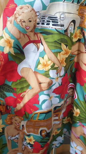 Tropical Girls Tan Top Audrey Dress - Planet Retro Original (Medium)