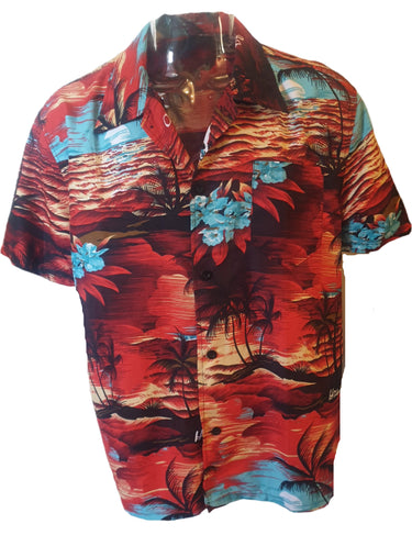 Tropical Red Sunset Shirt (2XL) New Vintage Clothing Menswear Planet Retro NZ