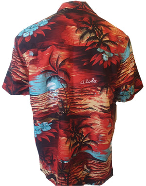 Tropical Red Sunset Shirt (2XL) New Vintage Clothing Menswear Planet Retro NZ 2