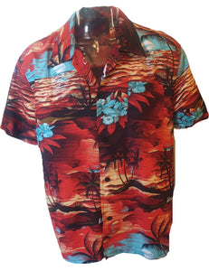 Tropical Red Sunset Shirt (2XL) New Vintage Clothing Menswear Planet Retro NZ