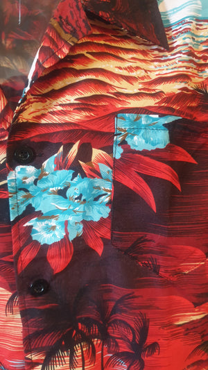 Tropical Red Sunset Shirt (2XL) New Vintage Clothing Menswear Planet Retro NZ 4