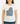 Woman wearing a white t-shirt with a blue Sesame Street graphic design on a plain background