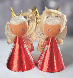 Vintage - Austrian Christmas Angel Ornaments x6 Planet Retro NZ