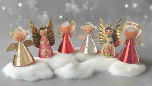 Vintage - Austrian Christmas Angel Ornaments x6 Planet Retro NZ