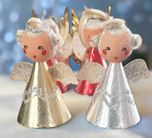 Vintage - Austrian Christmas Angel Ornaments x6 Planet Retro NZ