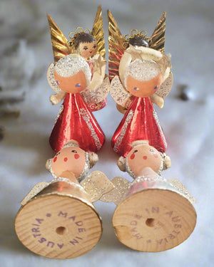 Vintage - Austrian Christmas Angel Ornaments x6 Planet Retro NZ 