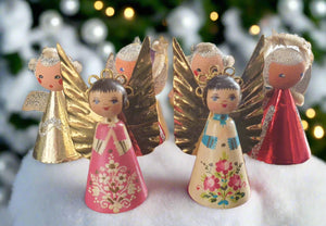 Vintage - Austrian Christmas Angel Ornaments x6 Planet Retro NZ