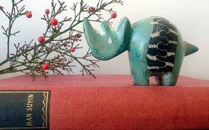Vintage - Carved Soapstone Rhino Planet Retro NZ