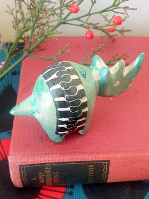 Vintage - Carved Soapstone Rhino Planet Retro NZ