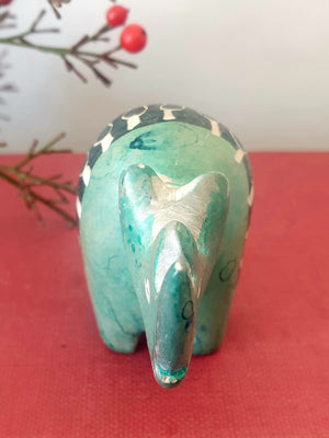 Vintage - Carved Soapstone Rhino Planet Retro NZ
