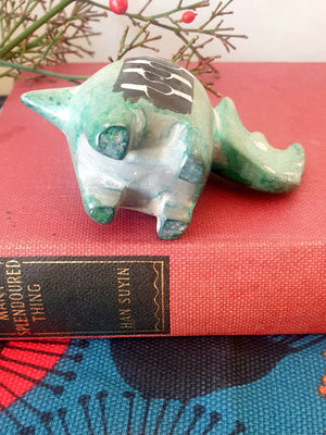Vintage - Carved Soapstone Rhino Planet Retro NZ