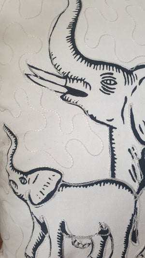 Vintage - Cream Elephant Cushion Cover from Tanzania Planet Retro NZ Home Decor 3