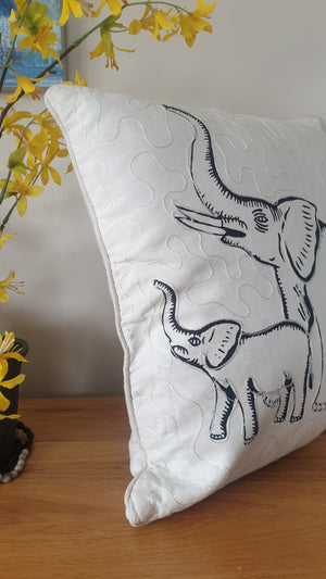 Vintage - Cream Elephant Cushion Cover from Tanzania Planet Retro NZ Home Decor 4