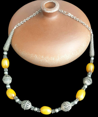 Vintage - Ethnic Mustard Bead Necklace