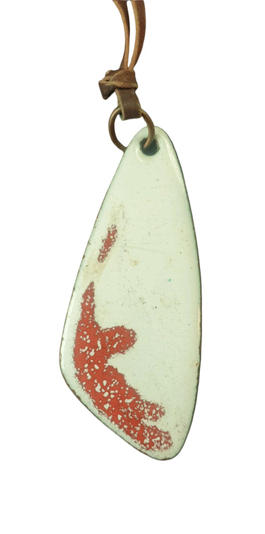 Vintage 1970s Enamelled White & Red Copper Necklace vintage jewellery nz planet retro