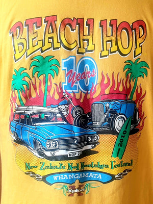 Vintage (2010) Beach Hop NZ Yellow T-Shirt Planet Retro NZ 2