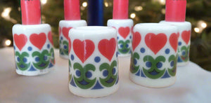Vintage 70s West German Set of 6 Christmas Candle Holders Planet Retro NZ